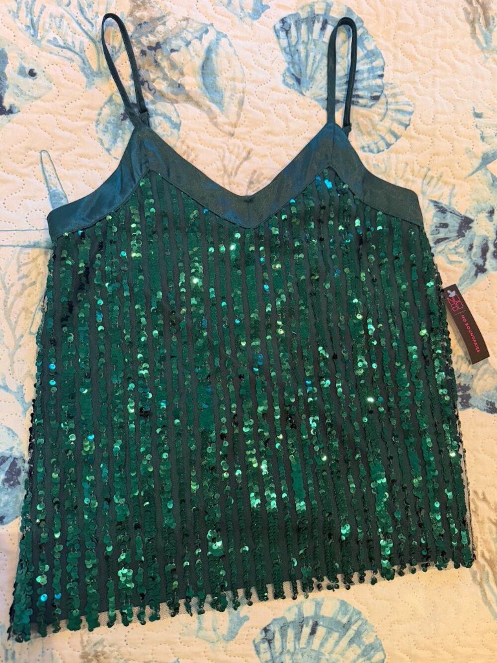 NWT Emerald Green Sequin Tank Top
